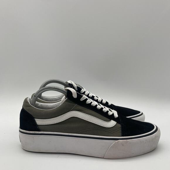 Mens Size 8 Vans Old School Stacked Olive/White Platform Causal Shoes Sneakers - Picture 1 of 10